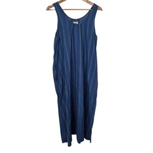 Bsbee Handmade Cotton Dress Sleeveless  Blue With Stripes Size Large